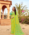 Green Chiffon saree with blouse , Perfect for Indian Daily Wear sequins saree For Woman - ReadyToWearshop