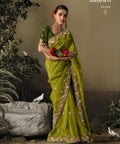 Green Dola Silk Saree with blouse in USA, Perfect for Indian wedding sequins saree - ReadyToWearshop