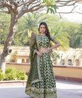 Green Dyeable Pure Viscose Jacquard Lehenga Choli & Dupatta Set For Women - ReadyToWearshop