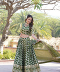 Green Dyeable Pure Viscose Jacquard Lehenga Choli & Dupatta Set For Women - ReadyToWearshop