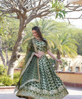 Green Dyeable Pure Viscose Jacquard Lehenga Choli & Dupatta Set For Women - ReadyToWearshop