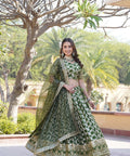 Green Dyeable Pure Viscose Jacquard Lehenga Choli & Dupatta Set For Women - ReadyToWearshop