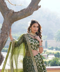 Green Dyeable Pure Viscose Jacquard Lehenga Choli & Dupatta Set For Women - ReadyToWearshop