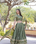 Green Dyeable Pure Viscose Jacquard Lehenga Choli & Dupatta Set For Women - ReadyToWearshop