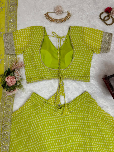 Green Gorgeous Wedding Wear Heavy Lehenga Choli for Women with Dupatta Sequence Lehenga Choli For Women - ReadyToWearshop