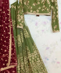 Green Heavy Embroidery Sequence Work Lehenga Choli With Dupatta For Women In USA - ReadyToWearshop