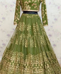 Green Heavy Embroidery Sequence Work Lehenga Choli With Dupatta For Women In USA - ReadyToWearshop