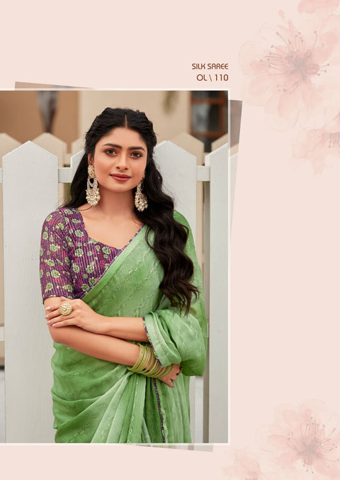 Green indian saree with blouse in ,USA Perfect for Indian wedding or party wear for women - ReadyToWearshop