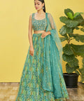 Green Party wear Heavy Lehenga Choli for Women with Dupatta Sequence Lehenga Choli In USA - ReadyToWearshop
