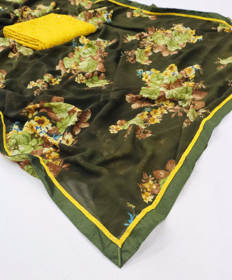 Green Sequins Indian saree with blouse in USA, Perfect for Indian Daily wear, partywear sequins saree - ReadyToWearshop