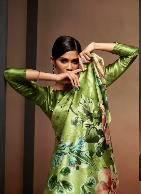 Green Super Demanding Sattin collection,In USA Perfect for Indian wedding or party wear for women - ReadyToWearshop