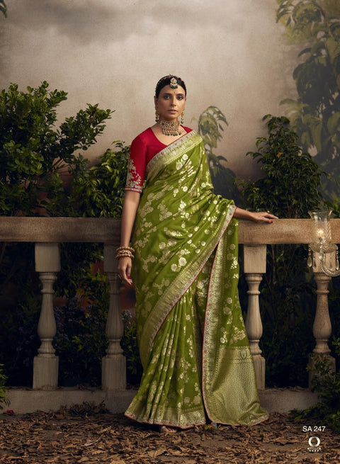 Green Wedding Wear saree with blouse in USA, Perfect for Indian Wedding Wear sequins saree For Woman - ReadyToWearshop