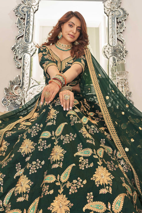 Artistic Green fancy lehenga Choli for women with Dupatta in USA - ReadyToWearshop