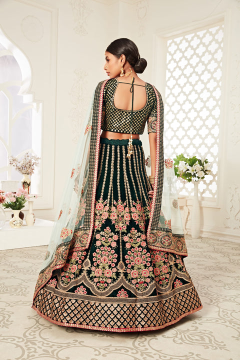 Green Traditional Fancy Lehenga Choli for Women In Wedding Occasion with Dupatta in USA