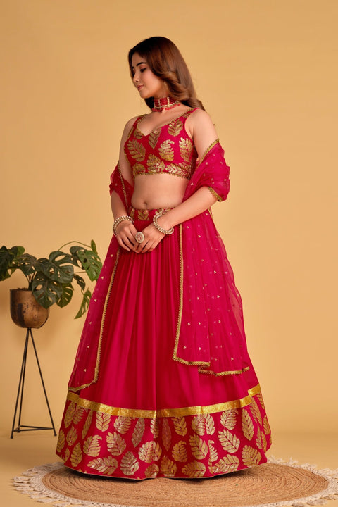 Hot Pink Party wear Heavy Lehenga Choli for Women with Dupatta Sequence Lehenga Choli In USA - ReadyToWearshop