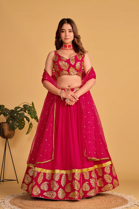 Hot Pink Party wear Heavy Lehenga Choli for Women with Dupatta Sequence Lehenga Choli In USA - ReadyToWearshop