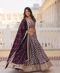 Lavender Desirable Women's Fully Flaired Lehenga Made With Faux Georgette Fabrics With sequins Embroidered Blouse For Women - ReadyToWearshop