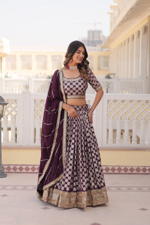 Lavender Desirable Women's Fully Flaired Lehenga Made With Faux Georgette Fabrics With sequins Embroidered Blouse For Women - ReadyToWearshop