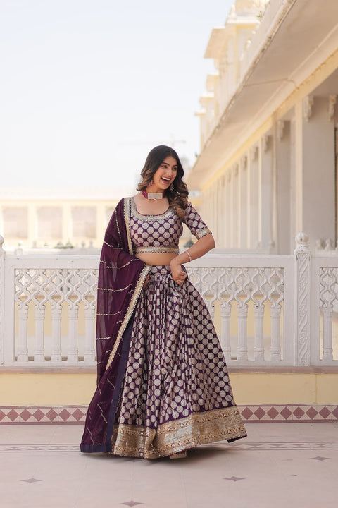 Lavender Desirable Women's Fully Flaired Lehenga Made With Faux Georgette Fabrics With sequins Embroidered Blouse For Women - ReadyToWearshop