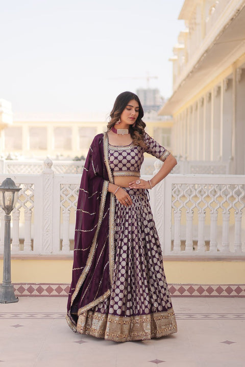 Lavender Desirable Women's Fully Flaired Lehenga Made With Faux Georgette Fabrics With sequins Embroidered Blouse For Women - ReadyToWearshop