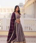 Lavender Desirable Women's Fully Flaired Lehenga Made With Faux Georgette Fabrics With sequins Embroidered Blouse For Women - ReadyToWearshop