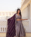 Lavender Desirable Women's Fully Flaired Lehenga Made With Faux Georgette Fabrics With sequins Embroidered Blouse For Women - ReadyToWearshop