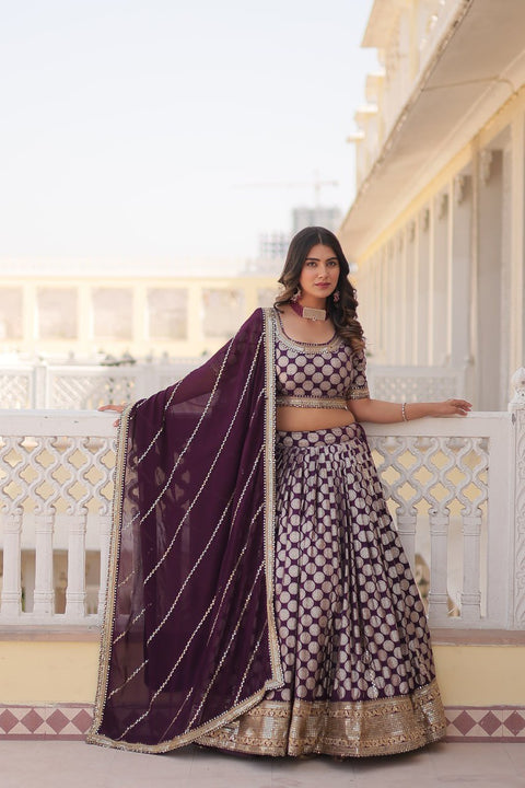 Lavender Desirable Women's Fully Flaired Lehenga Made With Faux Georgette Fabrics With sequins Embroidered Blouse For Women - ReadyToWearshop
