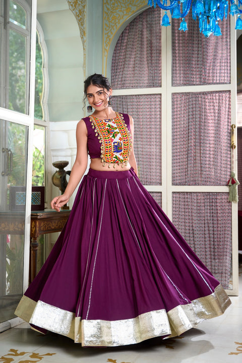 Stunning Navratri Embroidered Gamthi Work for Women with Dupatta Embroidered Lehenga Choli In USA