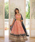 Light Pink Designer Dyeable Pure Viscose Jacquard fabric Lehenga Choli & Dupatta Set For Women - ReadyToWearshop