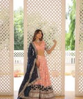 Light Pink Designer Dyeable Pure Viscose Jacquard fabric Lehenga Choli & Dupatta Set For Women - ReadyToWearshop