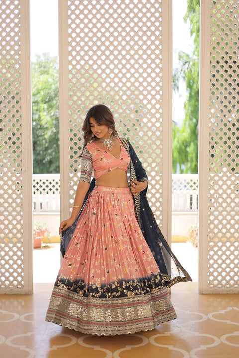 Light Pink Designer Dyeable Pure Viscose Jacquard fabric Lehenga Choli & Dupatta Set For Women - ReadyToWearshop