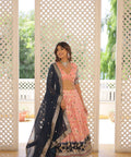 Light Pink Designer Dyeable Pure Viscose Jacquard fabric Lehenga Choli & Dupatta Set For Women - ReadyToWearshop