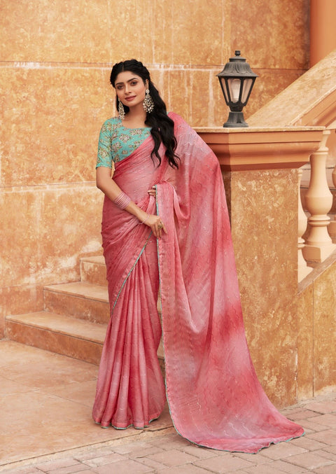 Light Pink indian saree with blouse in ,USA Perfect for Indian wedding or party wear for women - ReadyToWearshop