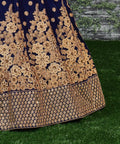 Look divine on your special day by wearing this navy blue color velvet bridal lehenga Choli. - ReadyToWearshop