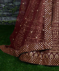 Maroon raw silk blouse adorned with gold sequin embroidery. lehenga choli for women - ReadyToWearshop