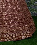Maroon raw silk blouse adorned with gold sequin embroidery. lehenga choli for women - ReadyToWearshop