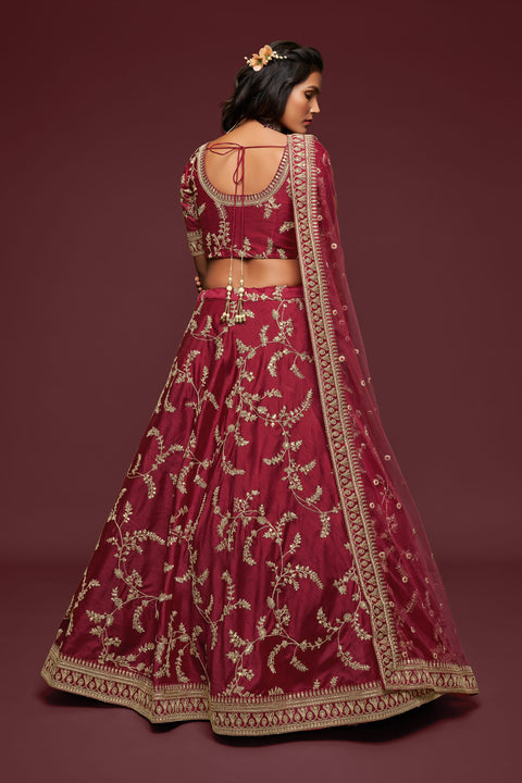 Maroon Graceful Fancy Lehenga Choli for Women In Wedding Occasion with Dupatta in USA