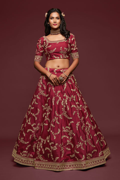 Maroon Graceful Fancy Lehenga Choli for Women In Wedding Occasion with Dupatta in USA
