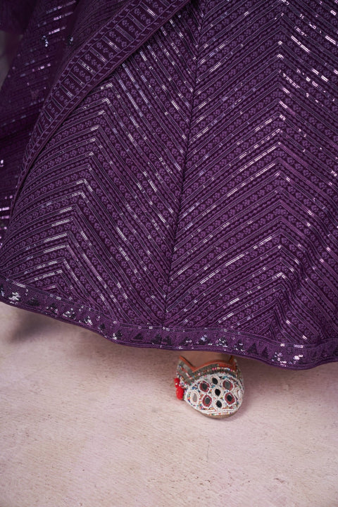 Mesmerizing Purple Party wear Heavy Lehenga Choli for Women with Dupatta Sequence Lehenga Choli In USA - ReadyToWearshop