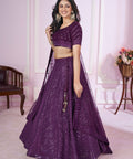 Mesmerizing Purple Party wear Heavy Lehenga Choli for Women with Dupatta Sequence Lehenga Choli In USA - ReadyToWearshop