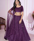 Mesmerizing Purple Party wear Heavy Lehenga Choli for Women with Dupatta Sequence Lehenga Choli In USA - ReadyToWearshop
