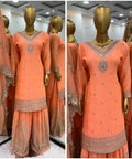 Orange Charming Party Wear Look New Top - Plazo and Dupatta With Heavy Embroidery Work For Women - ReadyToWearshop