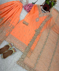 Orange Charming Party Wear Look New Top - Plazo and Dupatta With Heavy Embroidery Work For Women - ReadyToWearshop