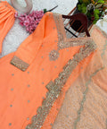 Orange Charming Party Wear Look New Top - Plazo and Dupatta With Heavy Embroidery Work For Women - ReadyToWearshop
