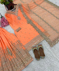 Orange Charming Party Wear Look New Top - Plazo and Dupatta With Heavy Embroidery Work For Women - ReadyToWearshop