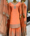 Orange Charming Party Wear Look New Top - Plazo and Dupatta With Heavy Embroidery Work For Women - ReadyToWearshop