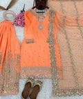 Orange Charming Party Wear Look New Top - Plazo and Dupatta With Heavy Embroidery Work For Women - ReadyToWearshop