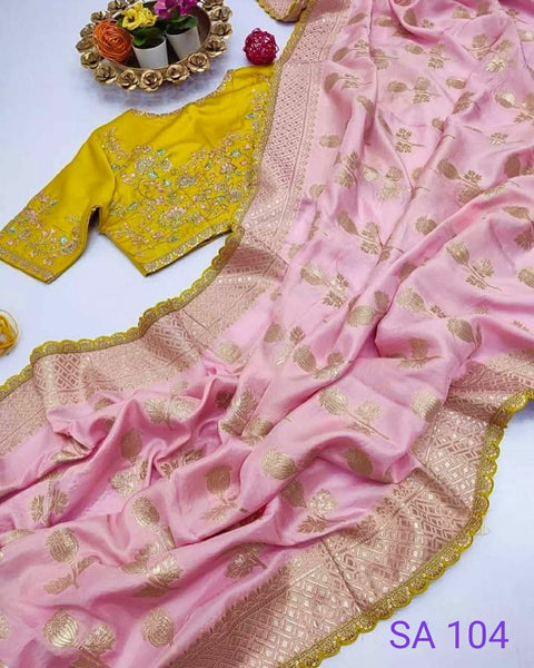 Pink Beautifully Designed Saree with blouse in ,USA Perfect for Indian wedding or party wear for women - ReadyToWearshop