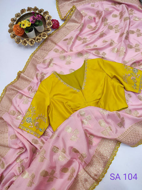 Pink Beautifully Designed Saree with blouse in ,USA Perfect for Indian wedding or party wear for women - ReadyToWearshop