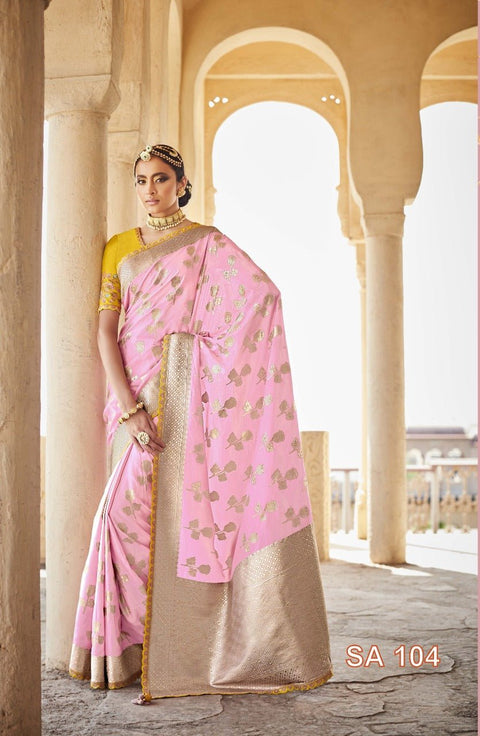 Pink Beautifully Designed Saree with blouse in ,USA Perfect for Indian wedding or party wear for women - ReadyToWearshop